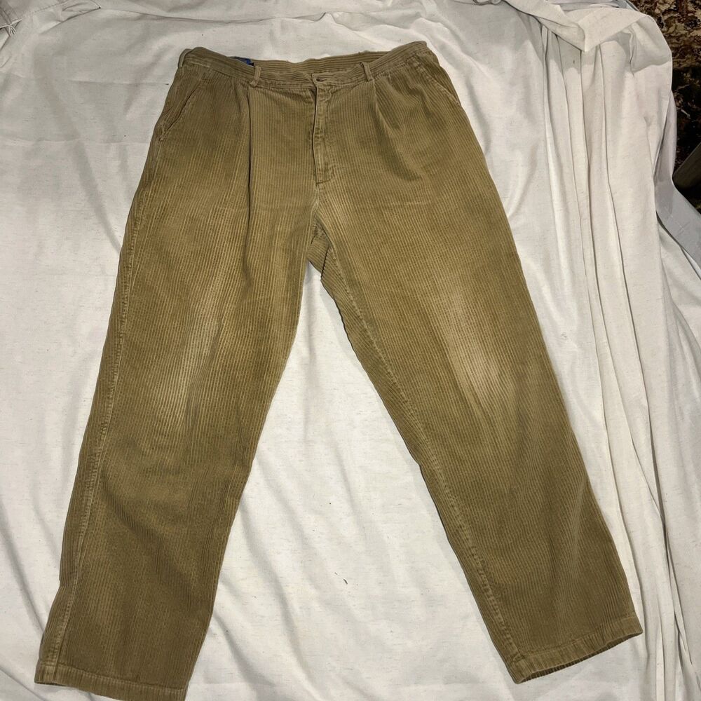 Vintage Pendleton Corduroy Pants Mens 38x31 Tan Pleated Chino Trousers Preppy